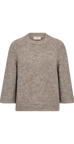 Lullo strik med 3/4 ærmer desert taupe melange