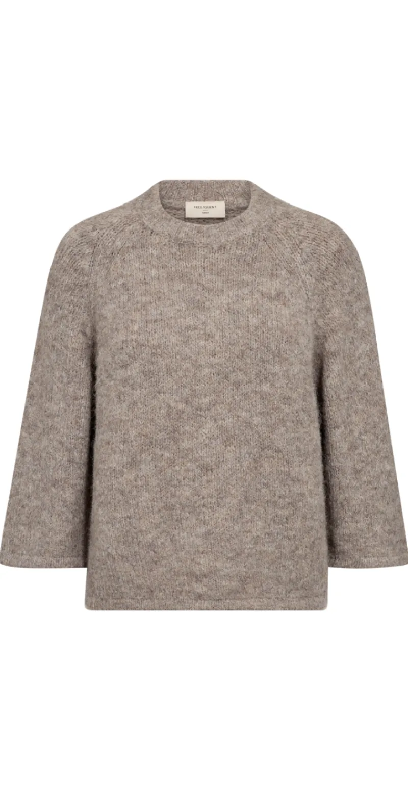 Lullo strik med 3/4 ærmer desert taupe melange