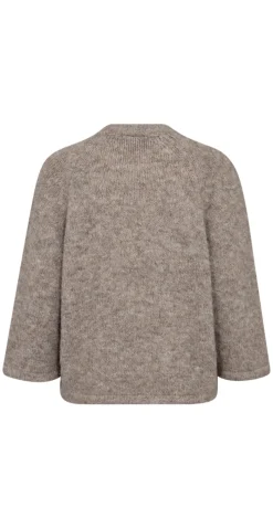 Lullo strik med 3/4 ærmer desert taupe melange
