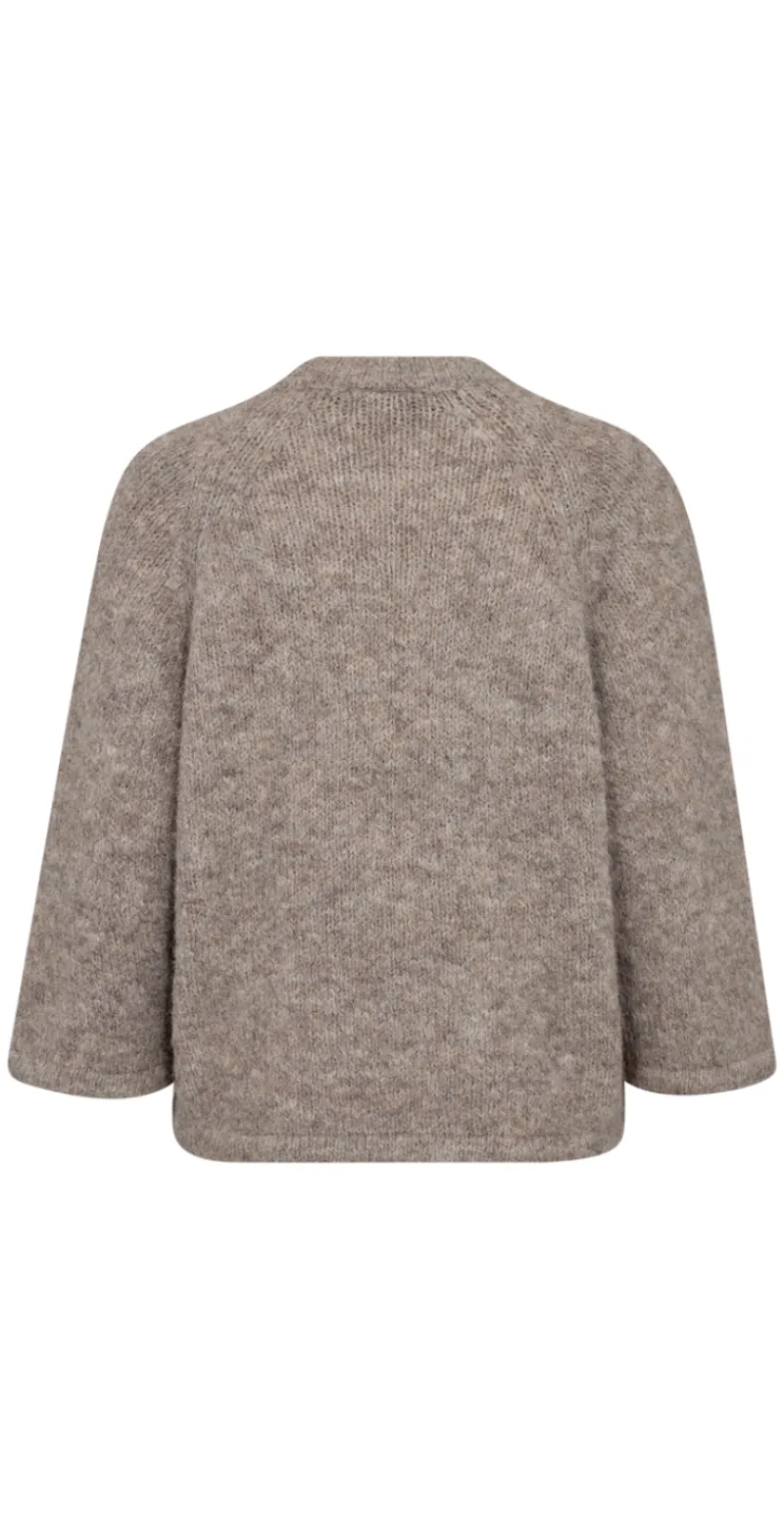 Lullo strik med 3/4 ærmer desert taupe melange