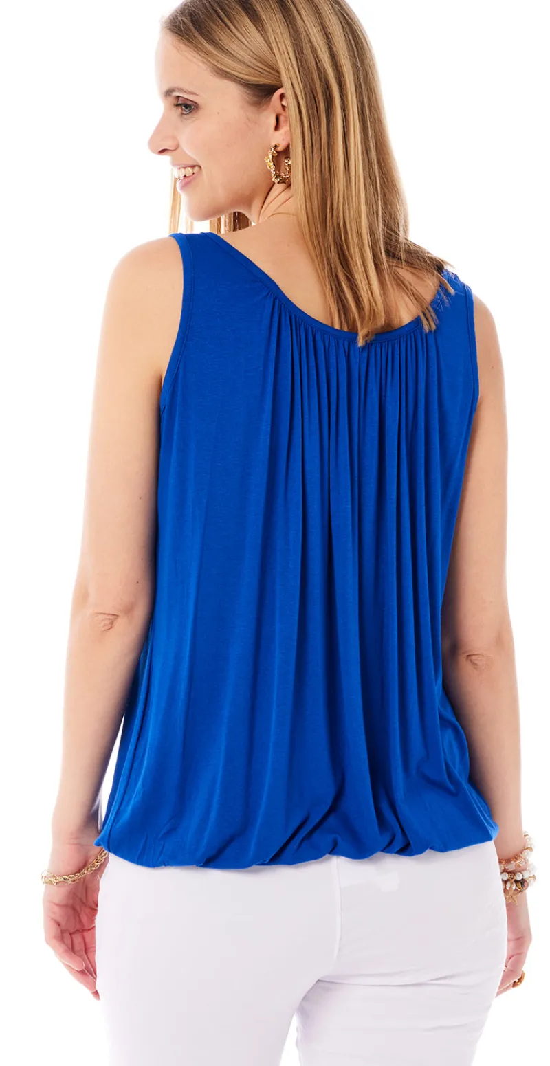 Lulu ensfarvet top royalblue LikeLondon