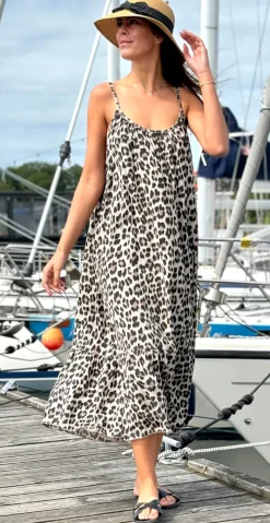 Lydia stropkjole leopard mocca LikeLondon