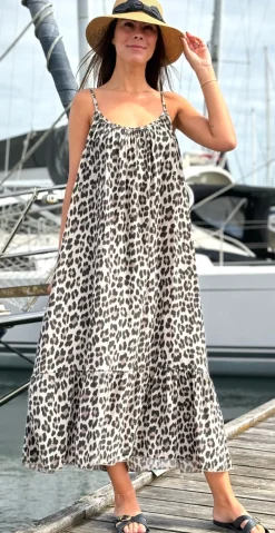 Lydia stropkjole leopard mocca LikeLondon
