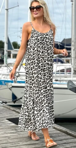 Lydia stropkjole leopard beige LikeLondon
