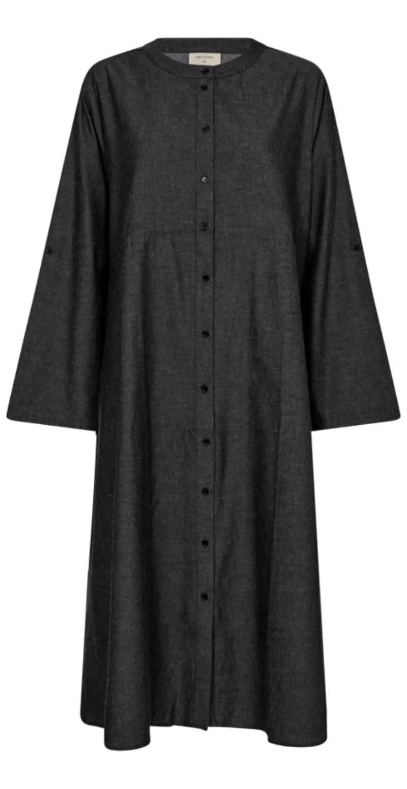 Malay denim kjole med elastik detalje sort