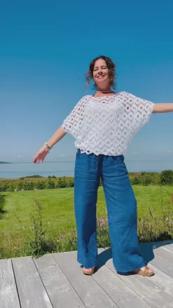 Michela hæklet bluse med indertop hvid LikeLondon
