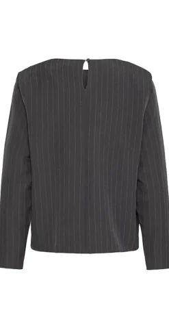 Midde bluse dark grey mel. pinstripe