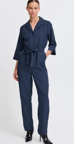 Midde jumpsuit navy pinstripe mix