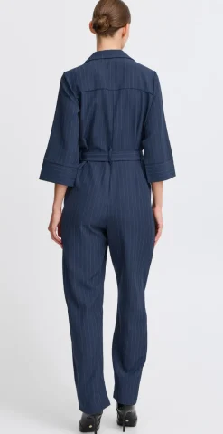Midde jumpsuit navy pinstripe mix