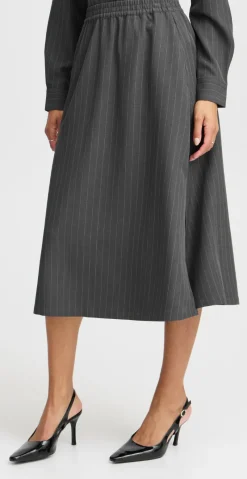 Midde nederdel dark grey mel. pinstripe mix