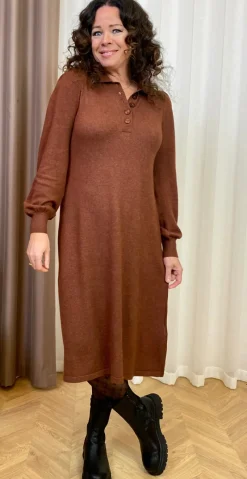 Milo lang kjole brunette melange
