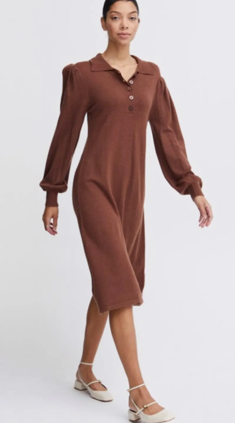 Milo lang kjole brunette melange