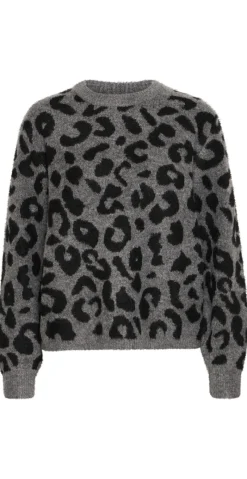 Minya strik med leopard mid. grey melange