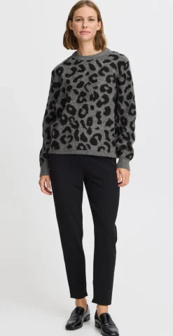 Minya strik med leopard mid. grey melange