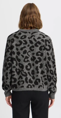 Minya strik med leopard mid. grey melange