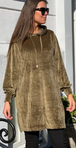 Mitza hoodie kjole military olive