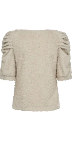 Molurex bluse i glimmerlook med pufærmer moonbeam