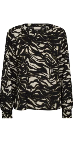 Nalia bluse med mønster sort