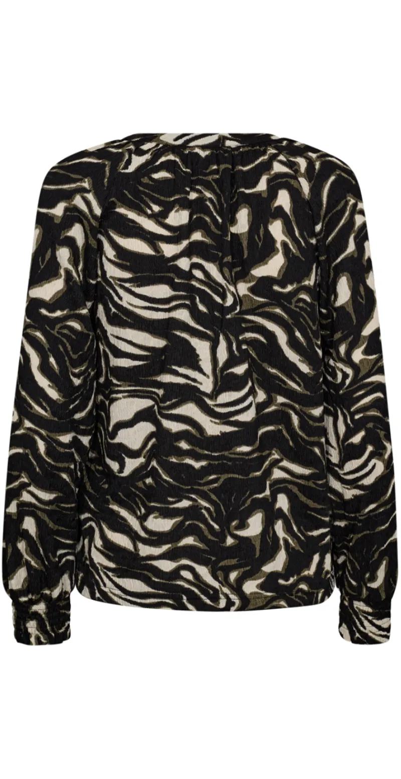 Nalia bluse med mønster sort