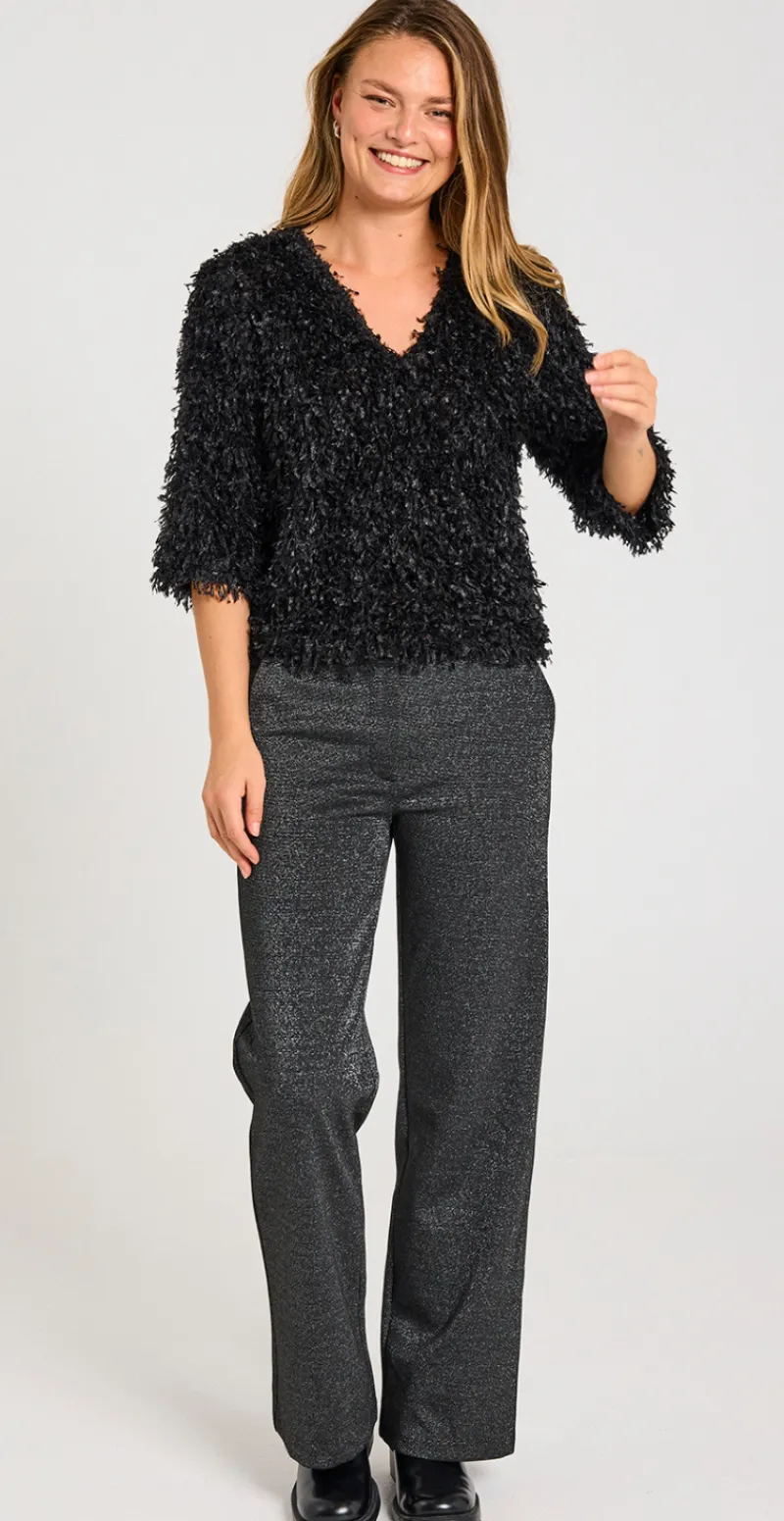 Nola bluse med frynser sort