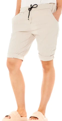 Nora shorts m. stræk og snøre beige LikeLondon
