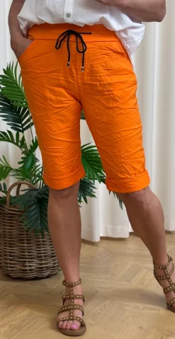 Nora shorts m. stræk og snøre orange Likelondon