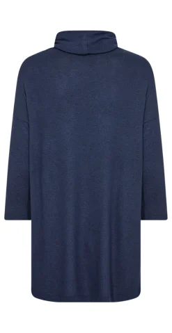 Olivia bluse med høj hals og trekvart ærmer navy