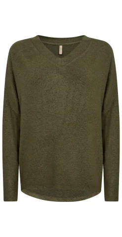 Olivia bluse med v-udskæring oliven