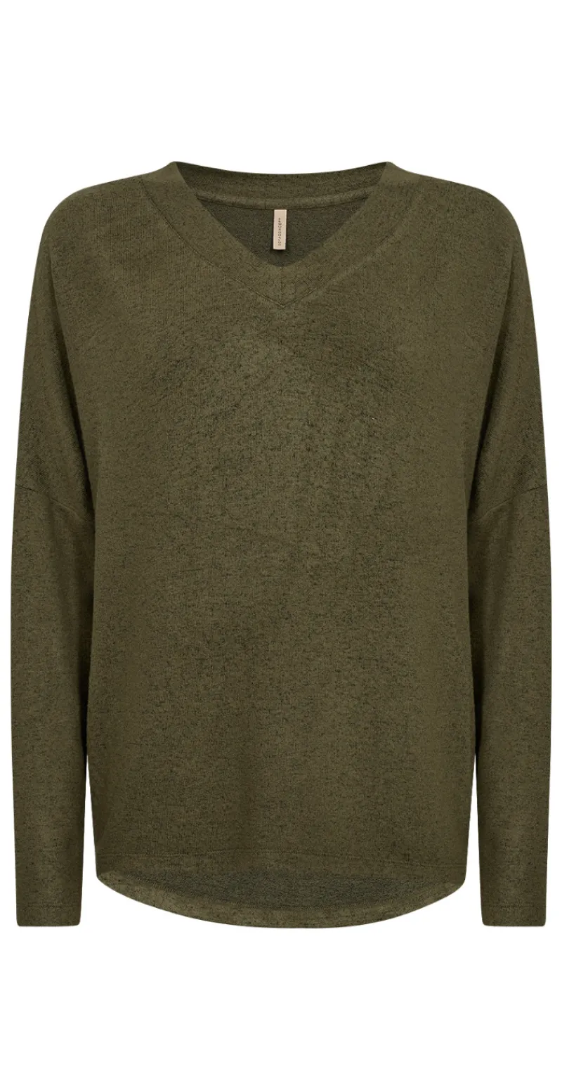 Olivia bluse med v-udskæring oliven