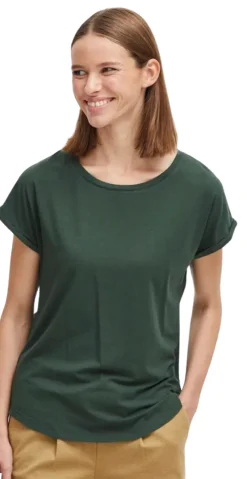 Pamila ensfarvet t-shirt mørkegrøn