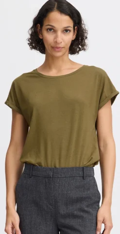 Pamila ensfarvet t-shirt oliven