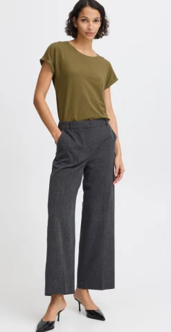 Pamila ensfarvet t-shirt oliven