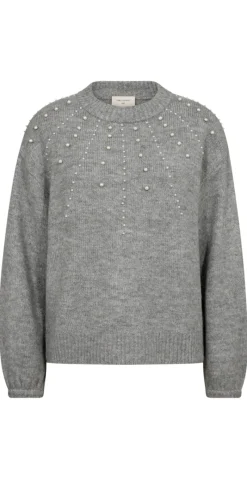Pearl uld-pullover med perler grå