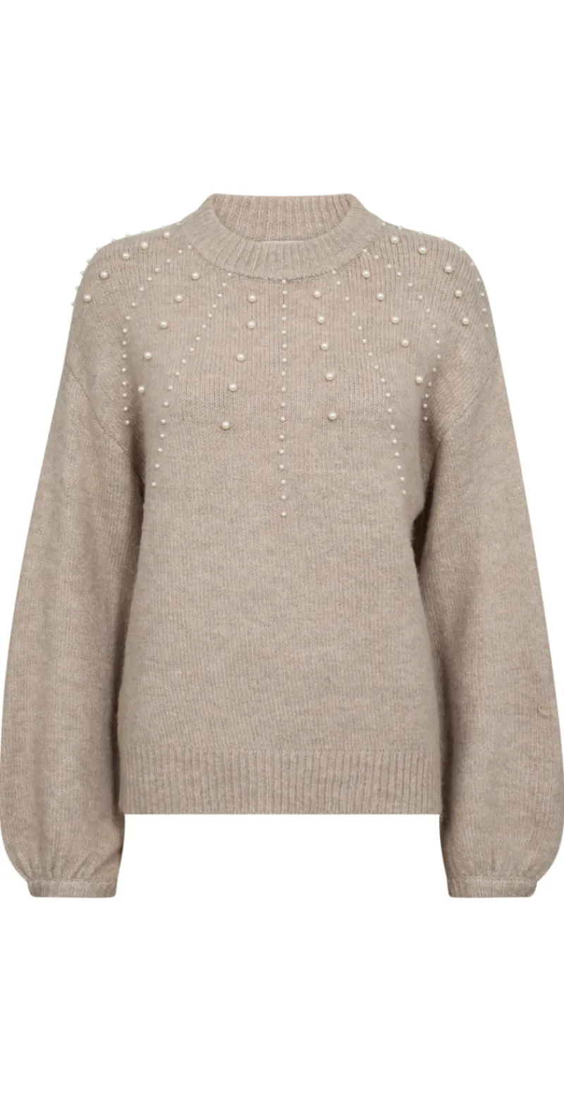 Pearl uld-pullover med perler taupe