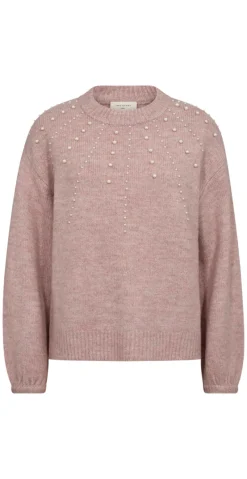 Pearl uld-pullover med perler gammelrosa