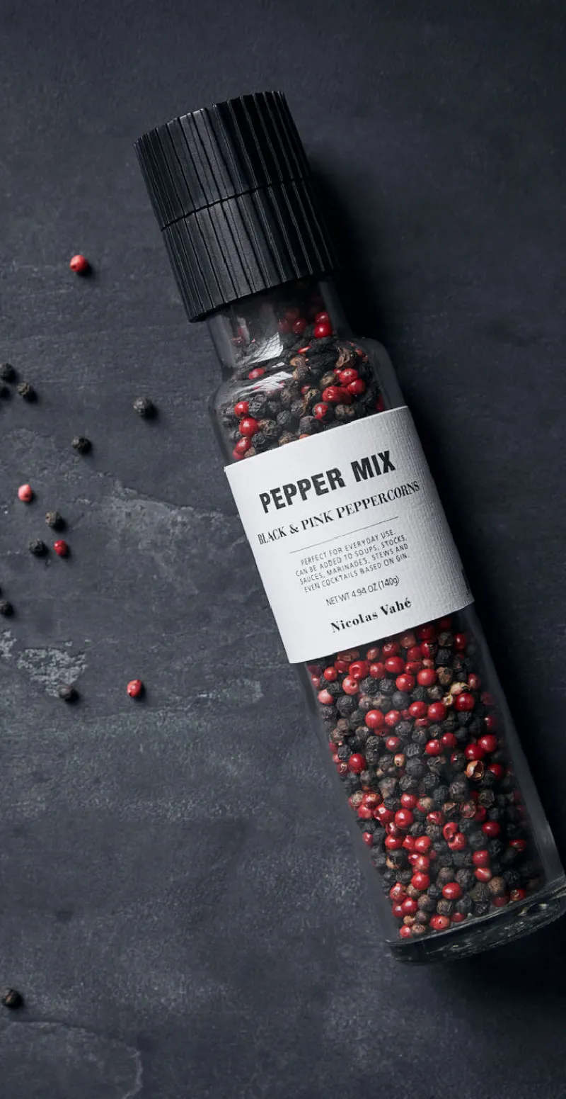 Pebermix med sort og pink korn