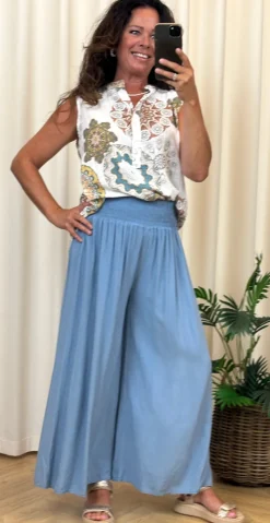 Peggy bukser med brede ben og smock denim LikeLondon