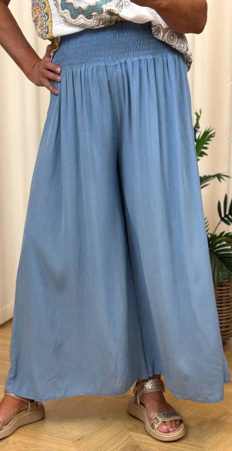 Peggy bukser med brede ben og smock denim LikeLondon