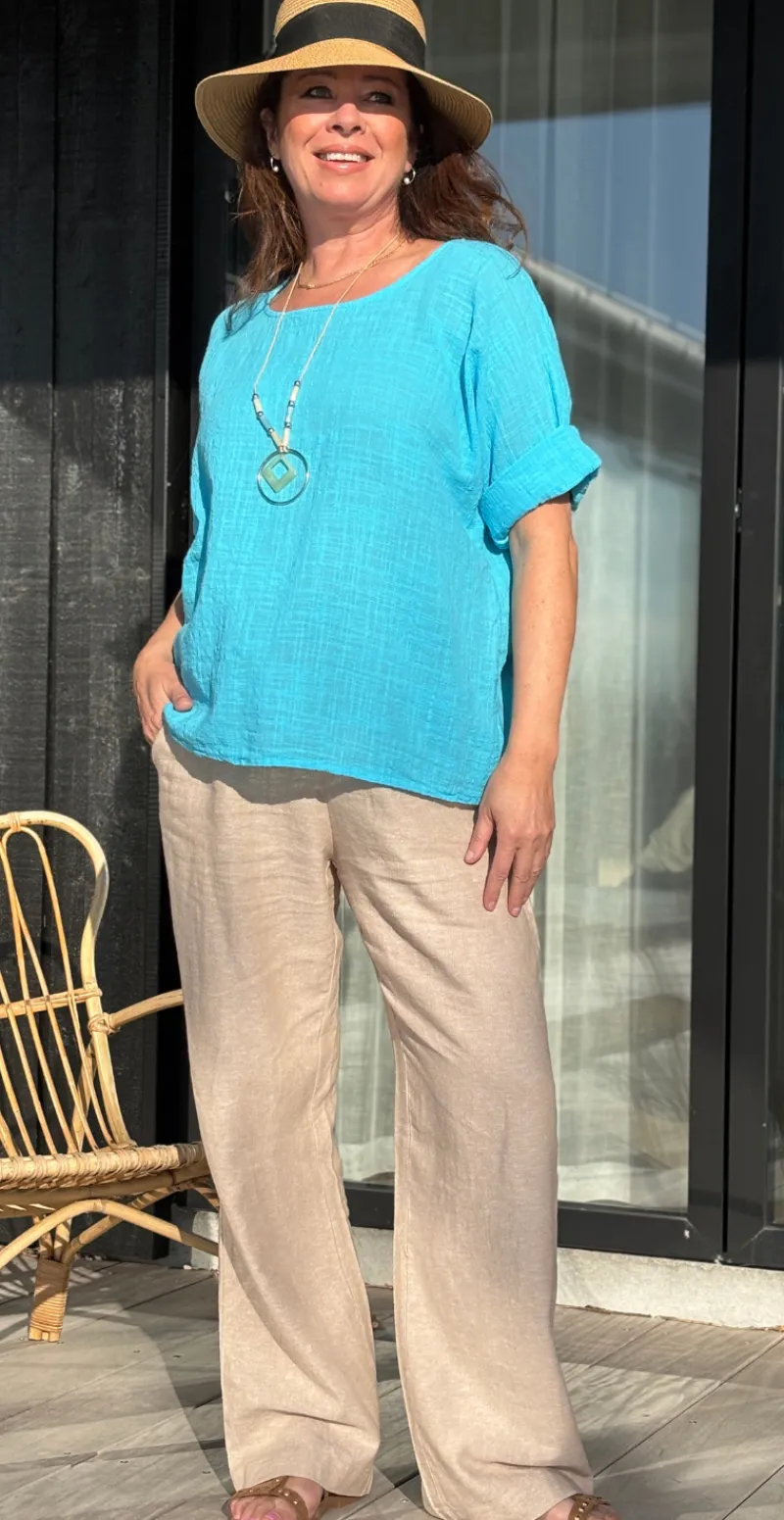 Penny bluse med halskæde blå LikeLondon