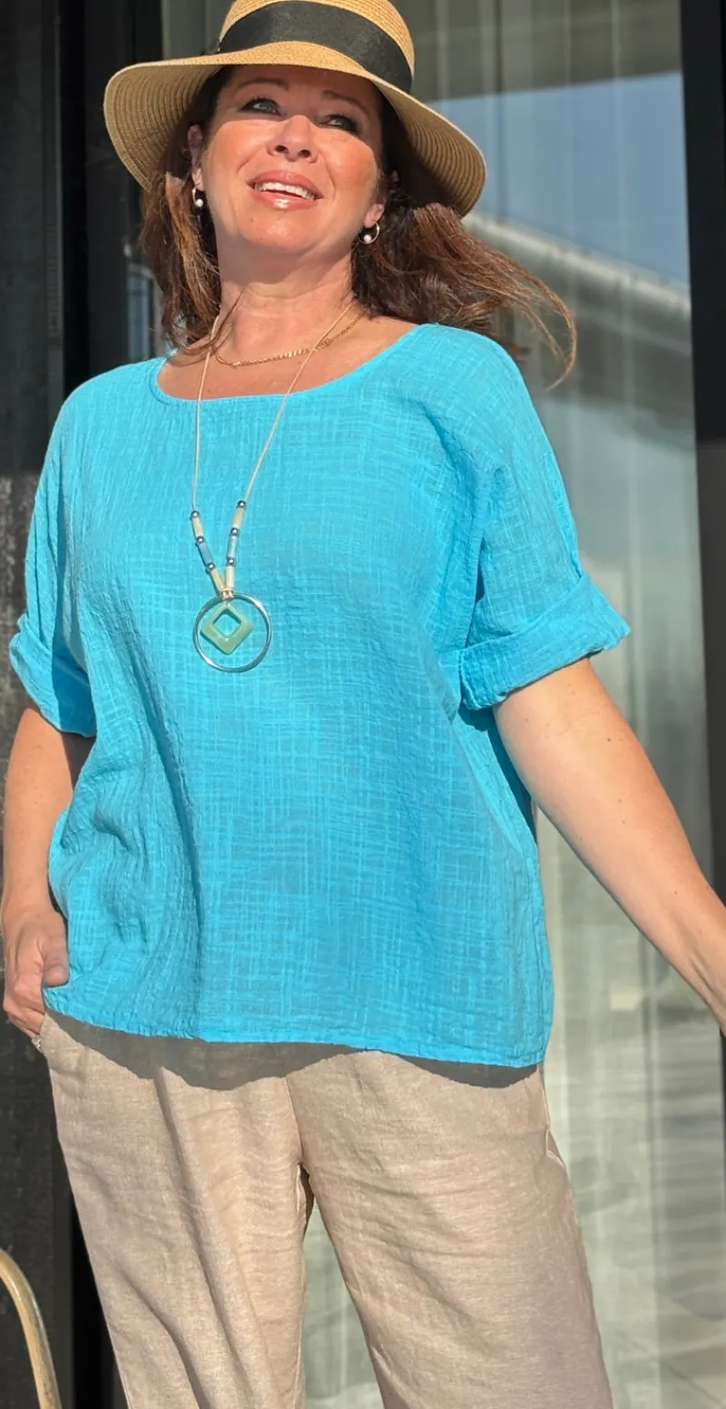 Penny bluse med halskæde blå LikeLondon