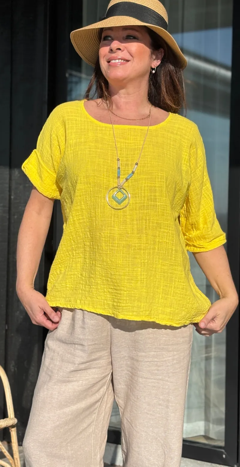 Penny bluse med halskæde gul LikeLondon