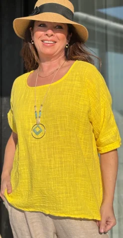 Penny bluse med halskæde gul LikeLondon