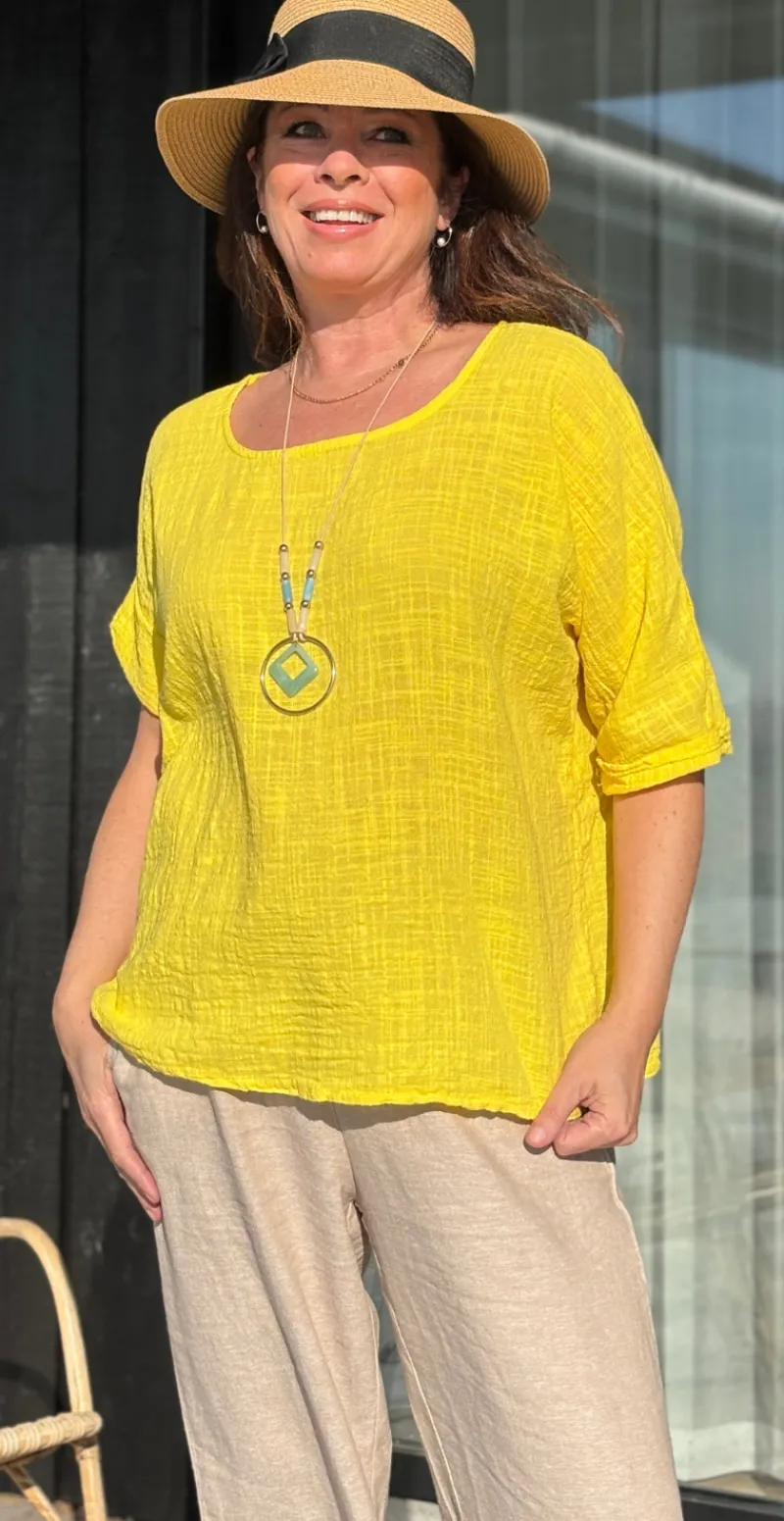Penny bluse med halskæde gul LikeLondon