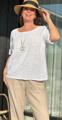 Penny bluse med halskæde hvid LikeLondon