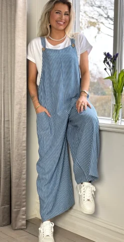 Petra buksedragt med striber medium jeans LikeLondon