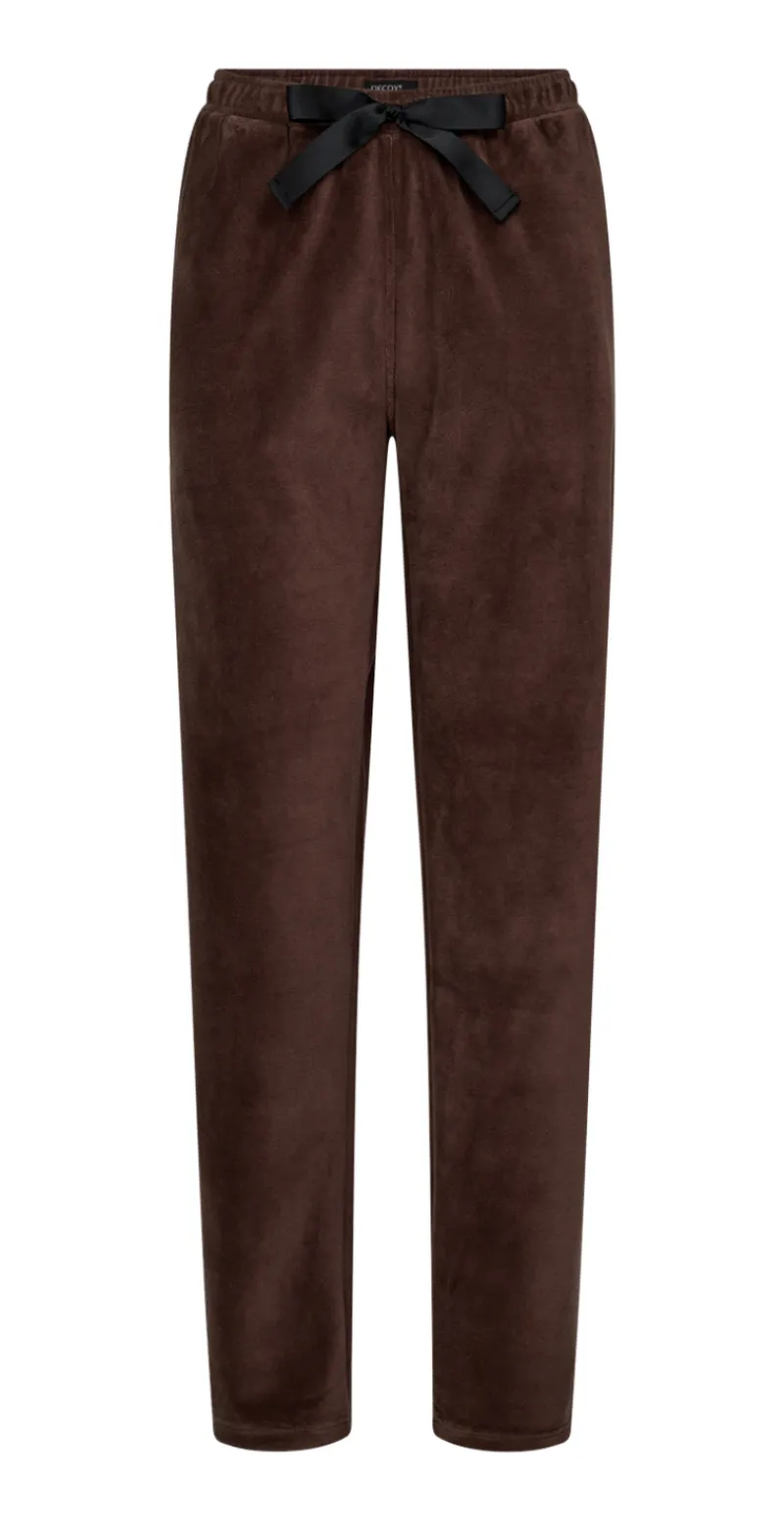 Pyjamassæt i velour med print brun