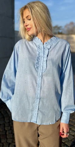Raya skjortebluse Wedgewood Melange