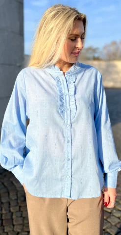 Raya skjortebluse Wedgewood Melange