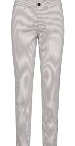 Rex bukser med striber taupe w. off-white