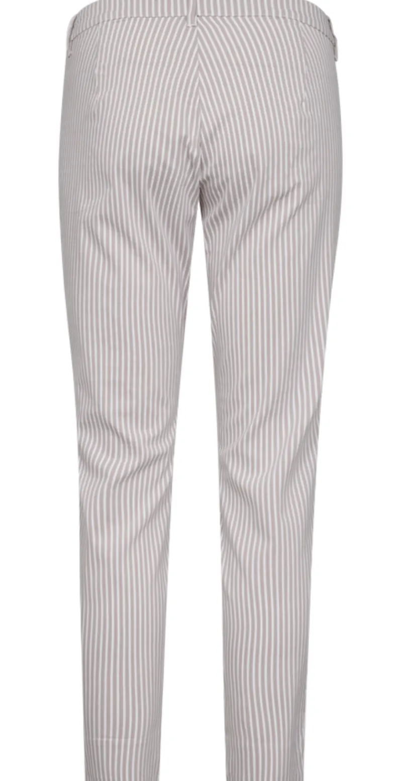 Rex bukser med striber taupe w. off-white